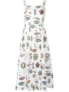 Boutique Moschino Multi-print Flared Dress, Women's, Size: 38, White, Cotton/other Fibers