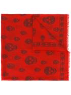 Alexander Mcqueen 'skull' Scarf, Men's, Red, Modal/silk