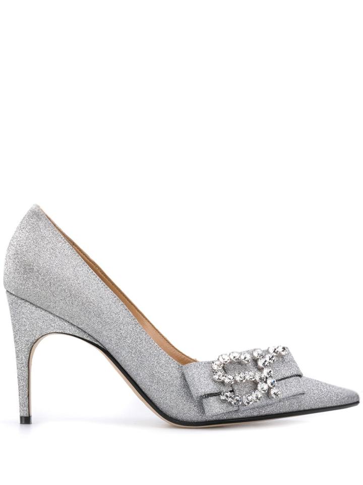 Sergio Rossi Icona Glittered Pumps - Silver