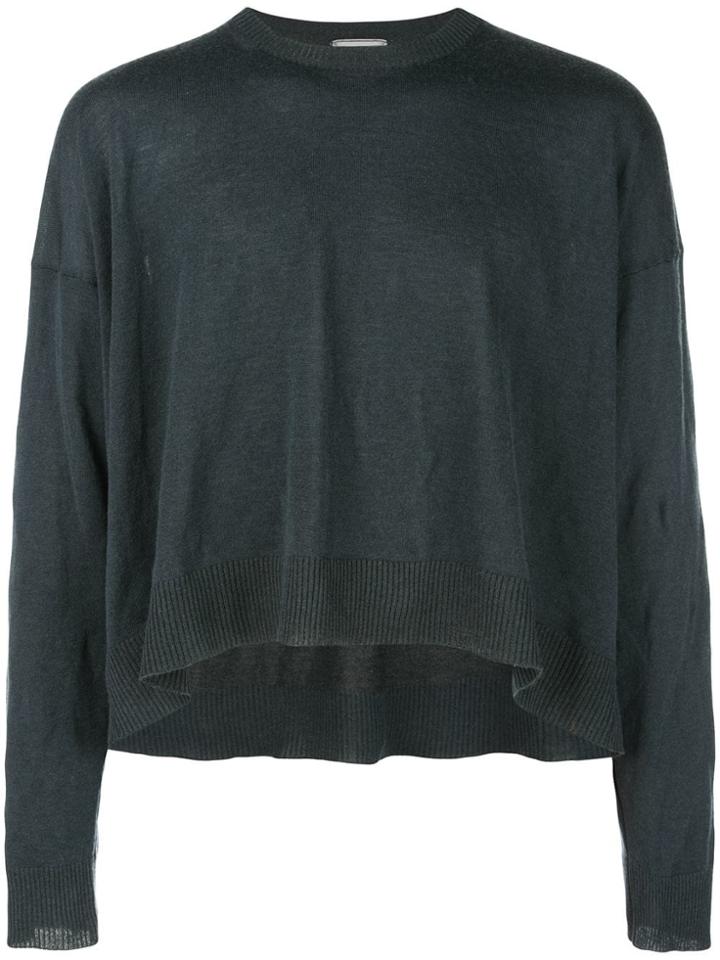 Lanvin Cropped Ribbed Trim Jumper - Grey