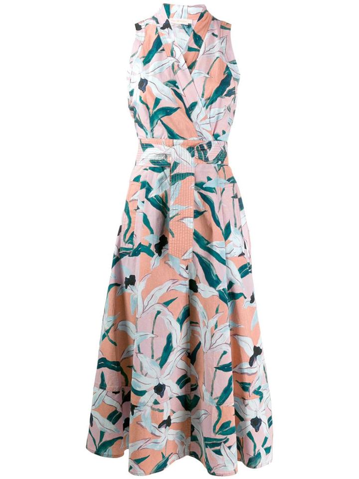 Tory Burch Floral Print Midi Dress - Pink
