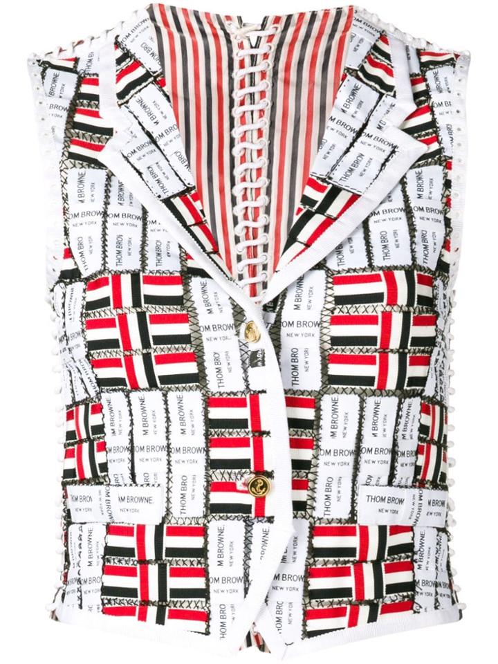 Thom Browne Grosgrain Macramé Modular Vest - White