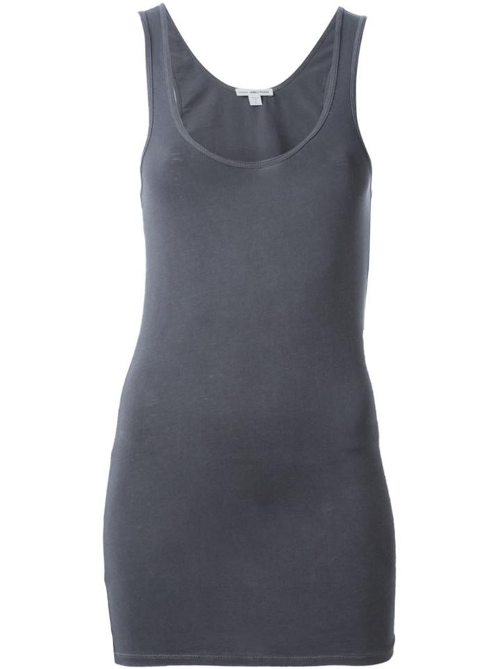 James Perse Fitted Tank Top, Women's, Size: 2, Grey, Cotton/spandex/elastane