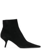 Prada Slanted Heel Ankle Boots - Black