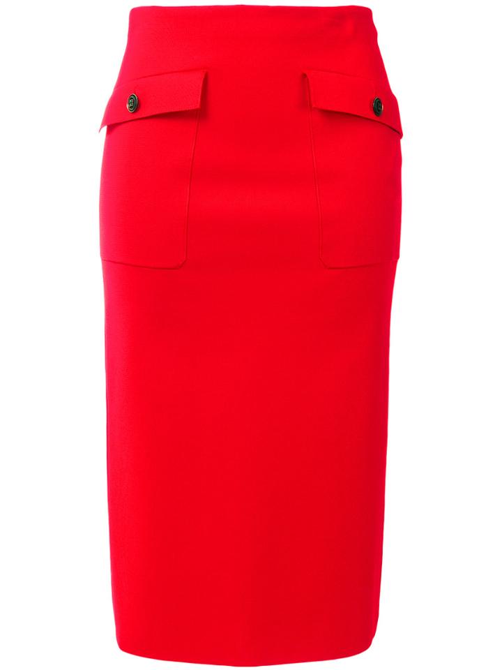 Givenchy Patch Pocket Pencil Skirt - Red