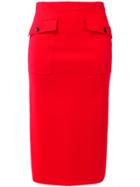 Givenchy Patch Pocket Pencil Skirt - Red