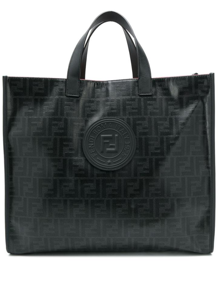 Fendi Logo Print Tote Bag - Black