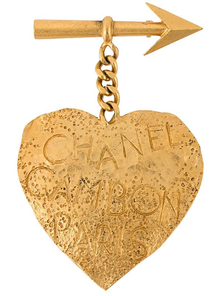 Chanel Vintage Arrow And Heart Brooch