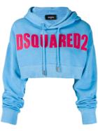 Dsquared2 Cropped Logo Hoodie - Blue