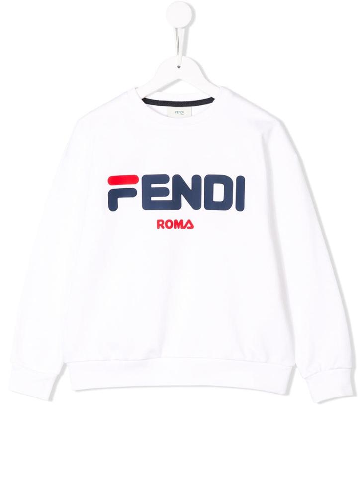 Fendi Kids Fendimania Logo Print Sweatshirt - White