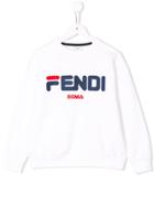 Fendi Kids Fendimania Logo Print Sweatshirt - White