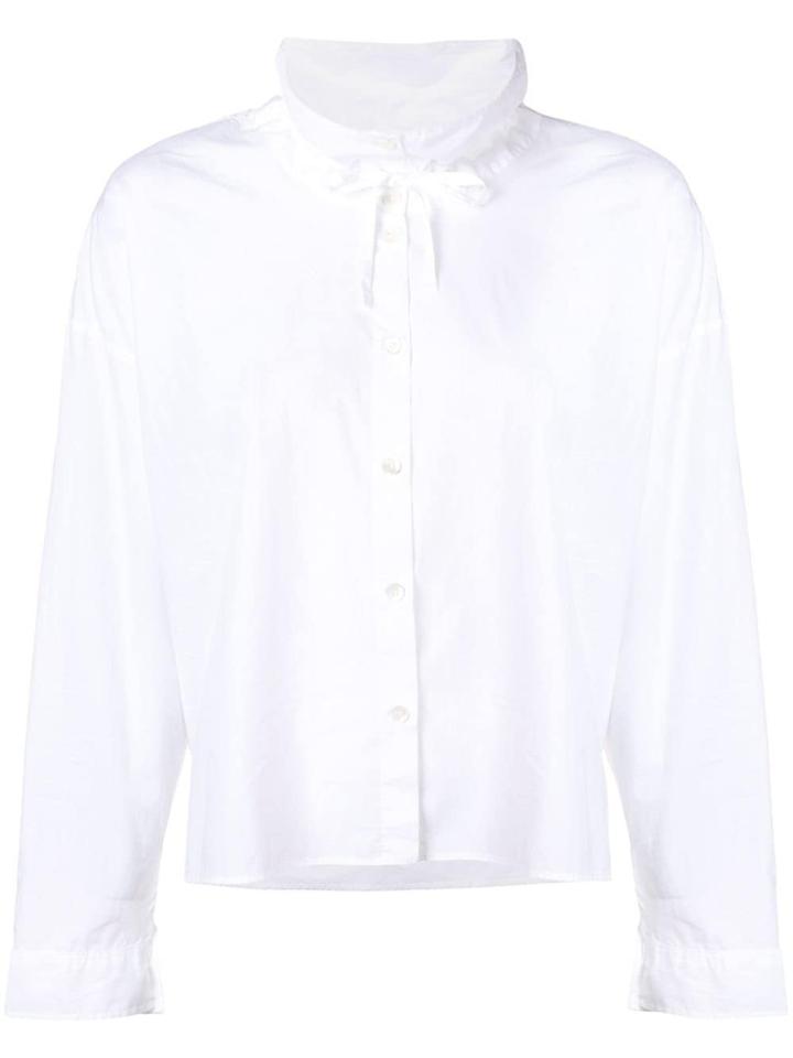 Closed Drawstring Collar Shirt - White