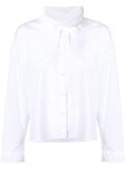 Closed Drawstring Collar Shirt - White