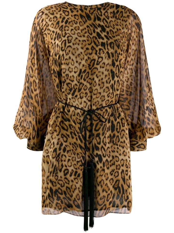 Nili Lotan Belted Leopard Print Dress - Brown