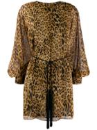 Nili Lotan Belted Leopard Print Dress - Brown