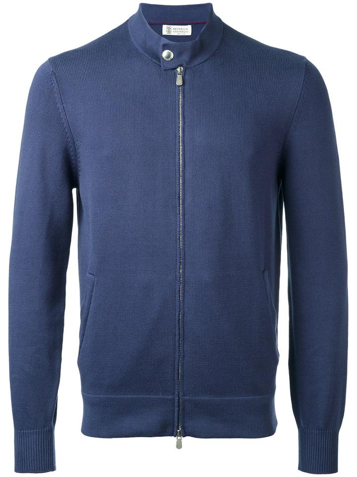 Brunello Cucinelli Zipped Jacket, Size: 50, Blue, Cotton