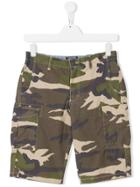 Woolrich Kids Camouflage Cargo Shorts - Green