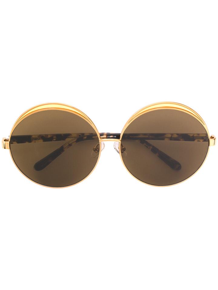 Linda Farrow Gallery Round Oversized Sunglasses - Brown
