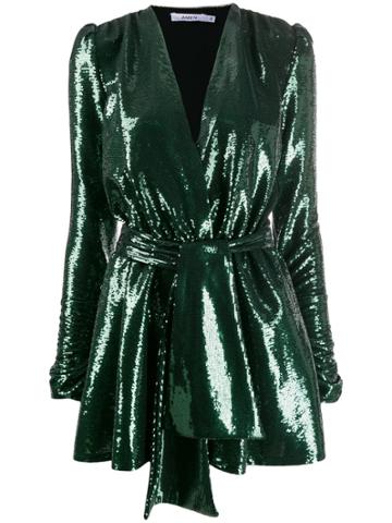 Amen Sequined Wrap-style Dress - Green