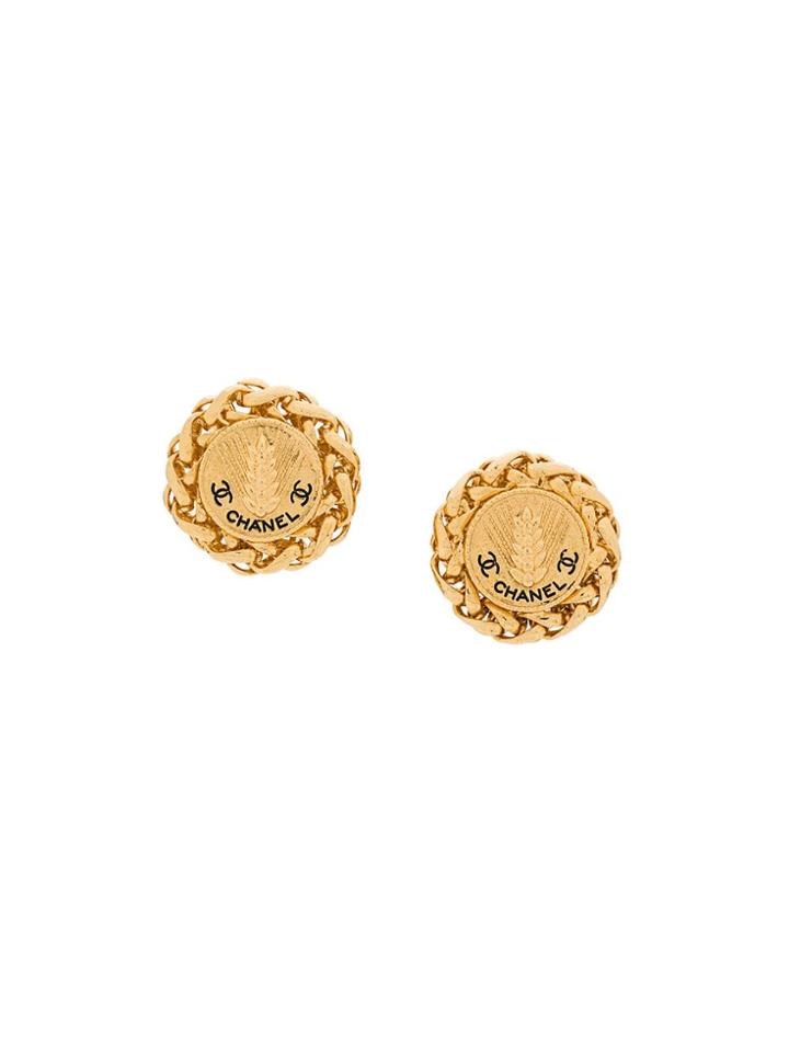 Chanel Vintage Rope Chain Effect Earrings - Gold