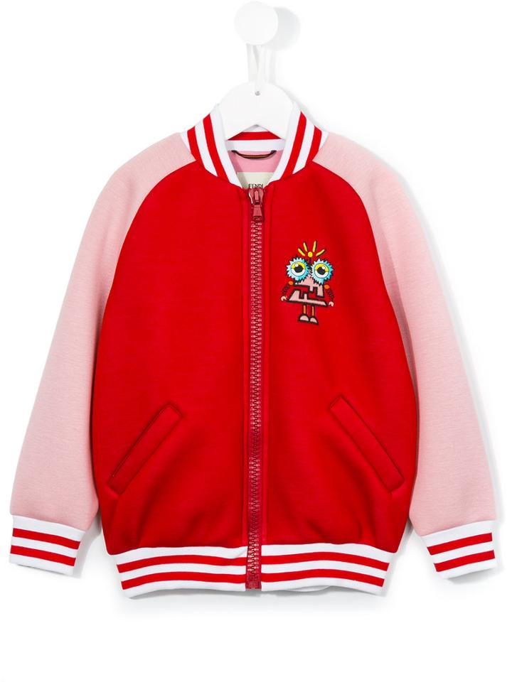 Fendi Kids Varsity Bomber Jacket, Girl's, Size: 10 Yrs, Red