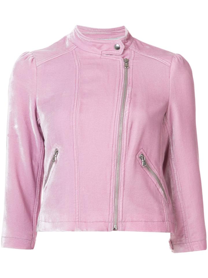 Rebecca Taylor Velvety Biker Blazer - Pink & Purple