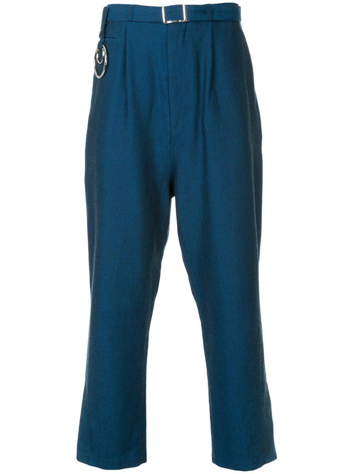 Maison Mihara Yasuhiro Buckled Cropped Trousers - Blue