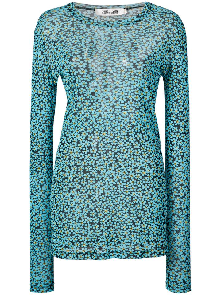 Diane Von Furstenberg Floral Print Top - Black