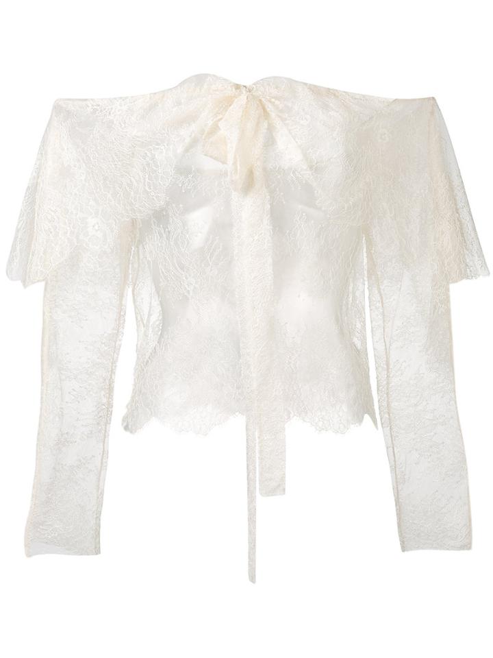 Philosophy Di Lorenzo Serafini Lace Off-shoulder Bow Blouse, Women's, Size: 40, White, Polyamide
