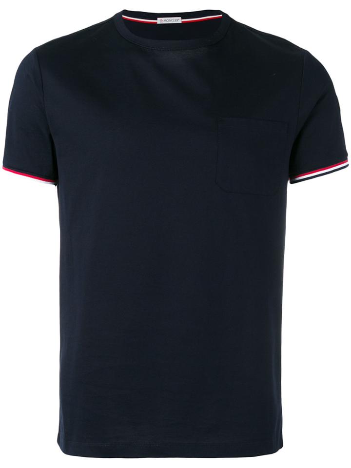 Moncler Tri-colour Striped Trim T-shirt - Blue