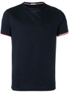 Moncler Tri-colour Striped Trim T-shirt - Blue