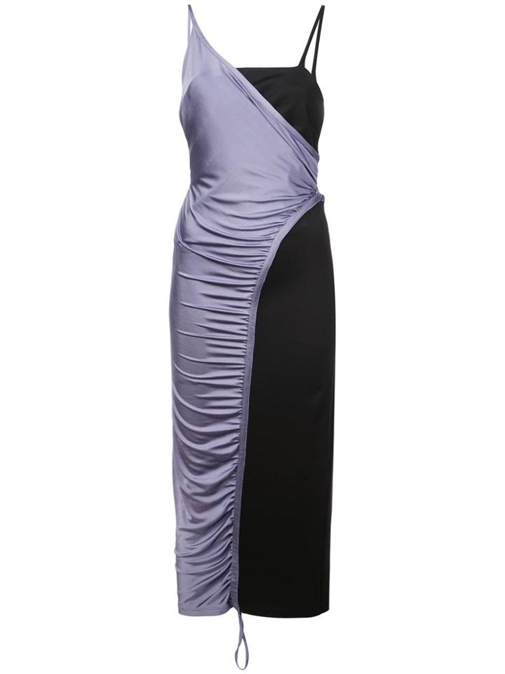 Off-white Two-tone Draped Dress - Purple