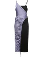 Off-white Two-tone Draped Dress - Purple