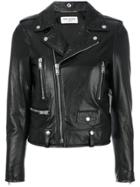 Saint Laurent Vintage Effect Biker Jacket - Black