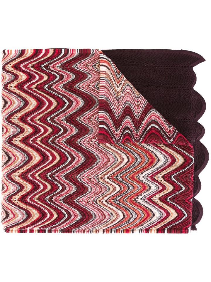Missoni Chevron Knit Scarf, Women's, Red, Acrylic/cashmere/wool