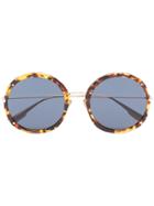 Dior Eyewear Yellow And Black 56 Round Metallic Sunglasses - Brown