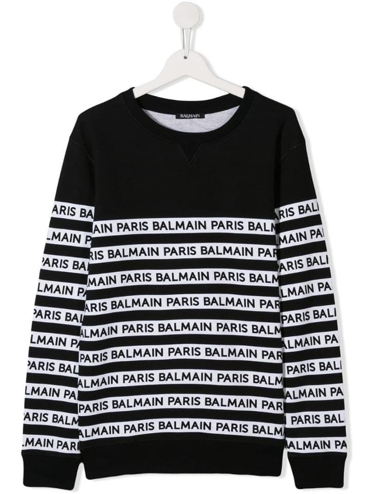 Balmain Kids Teen Logo Stripe Sweatshirt - Black