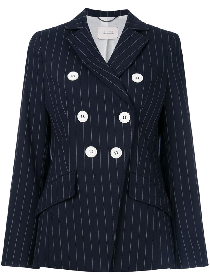 Dorothee Schumacher Pinstripe Double Breasted Jacket - Blue