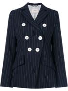 Dorothee Schumacher Pinstripe Double Breasted Jacket - Blue
