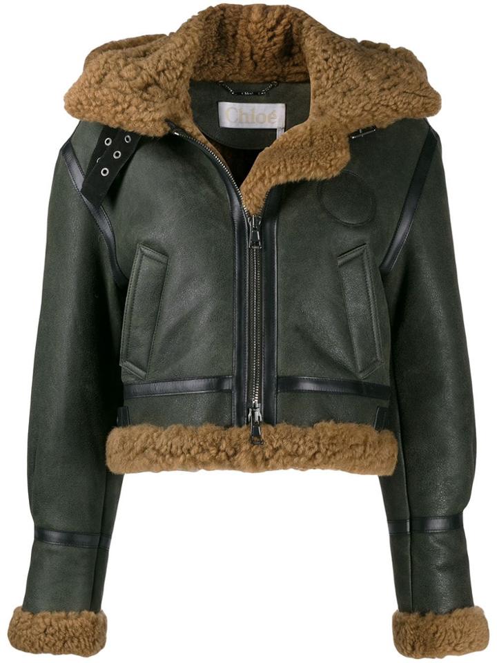 Chloé Aviator Shearling Jacket - Green