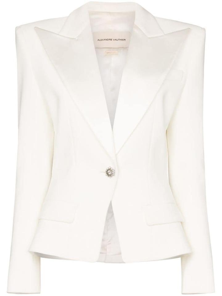 Alexandre Vauthier Crystal-button Structured Blazer - White