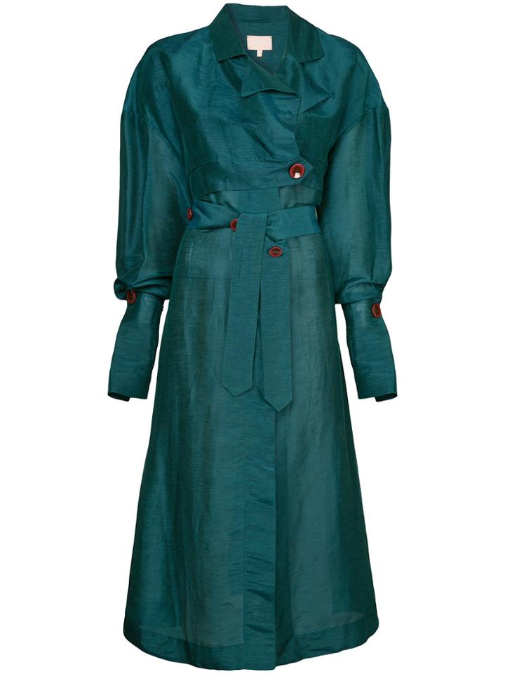 Liya Belted Trench Coat - Green