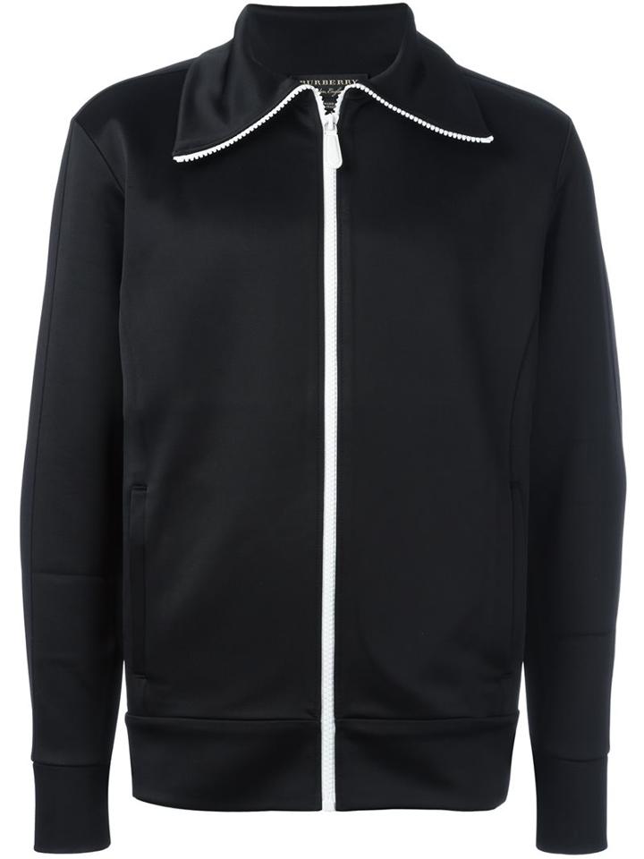 Burberry Zip Track Jacket, Men's, Size: Large, Black, Viscose