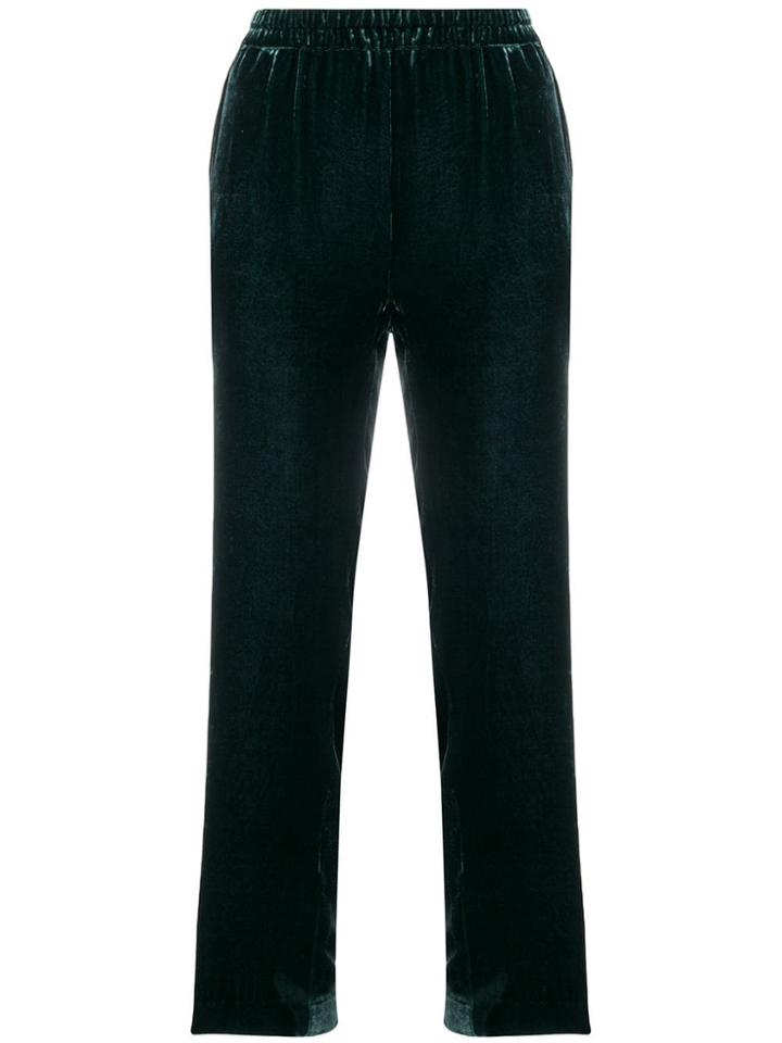 Antonelli Elasticated Velour Trousers - Green