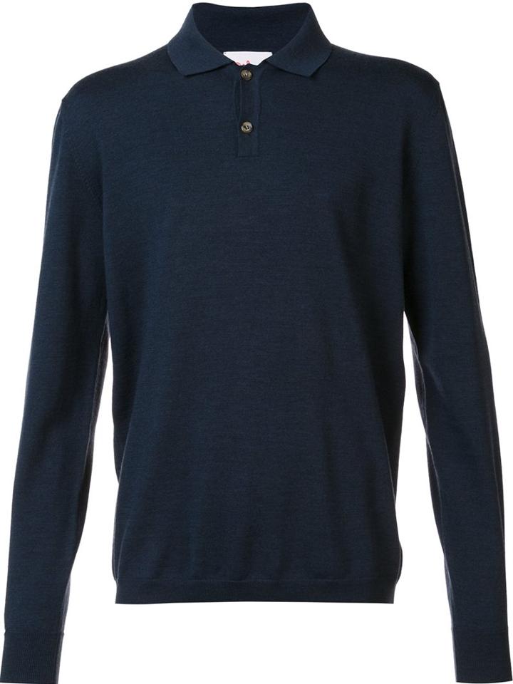 Orley Classic Long Sleeve Polo, Men's, Size: Large, Blue, Merino