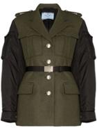 Prada Paneled Military Jacket - Green