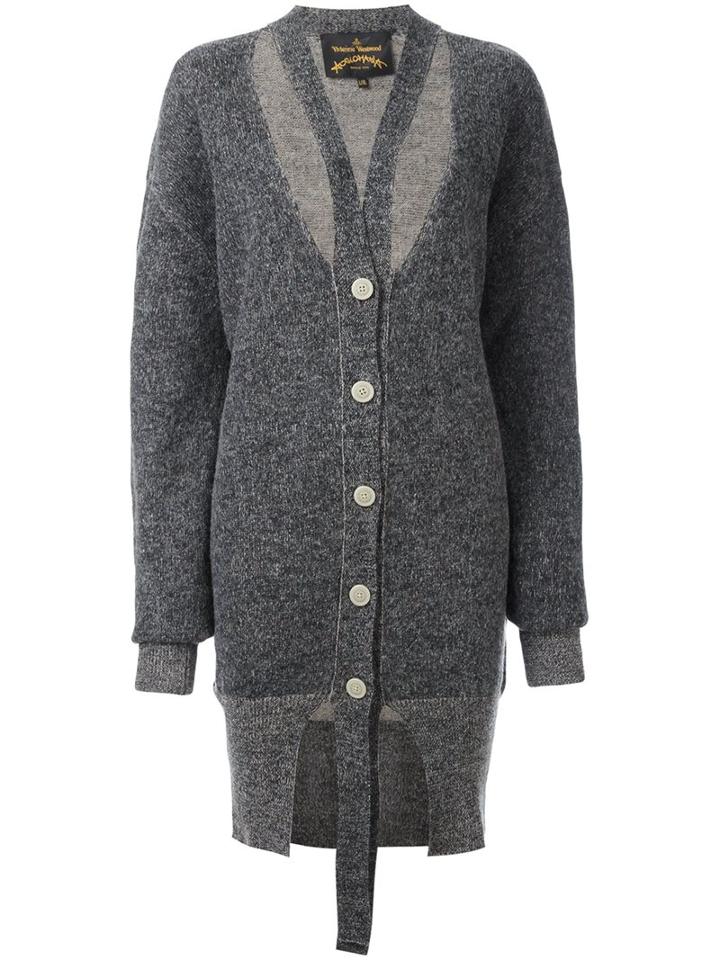 Vivienne Westwood Anglomania Strap Detail Cardi-coat, Women's, Size: S/m, Grey, Cotton/acrylic/wool