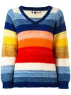 Kansai Yamamoto Pre-owned Contrast Stripe V-neck Jumper - Multicolour