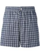Brioni Checked Swimming Shorts, Men's, Size: Xxl, Blue, Cotton/polyamide