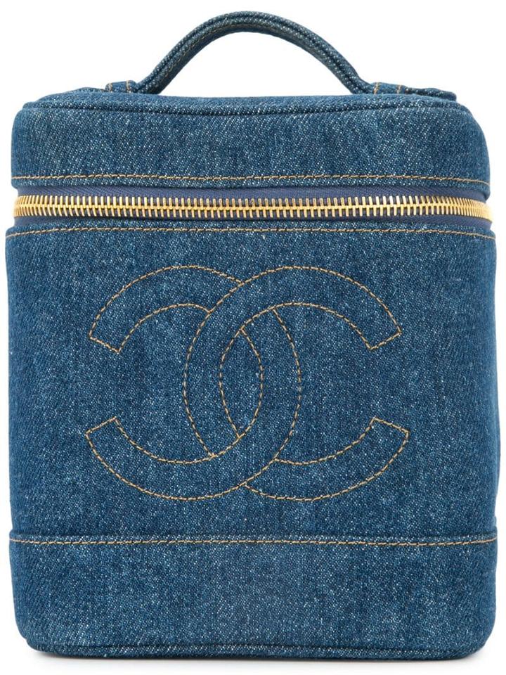 Chanel Pre-owned Denim Cc Cosmetic Vanity Bag - Blue